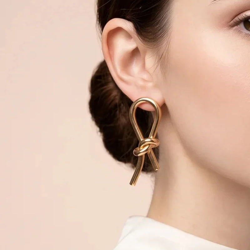 Gold Knot Drop Earrings | Vybe Global Store