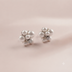 Pearl Cluster Flower Stud Earrings
