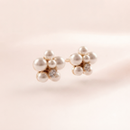 Pearl Cluster Flower Stud Earrings