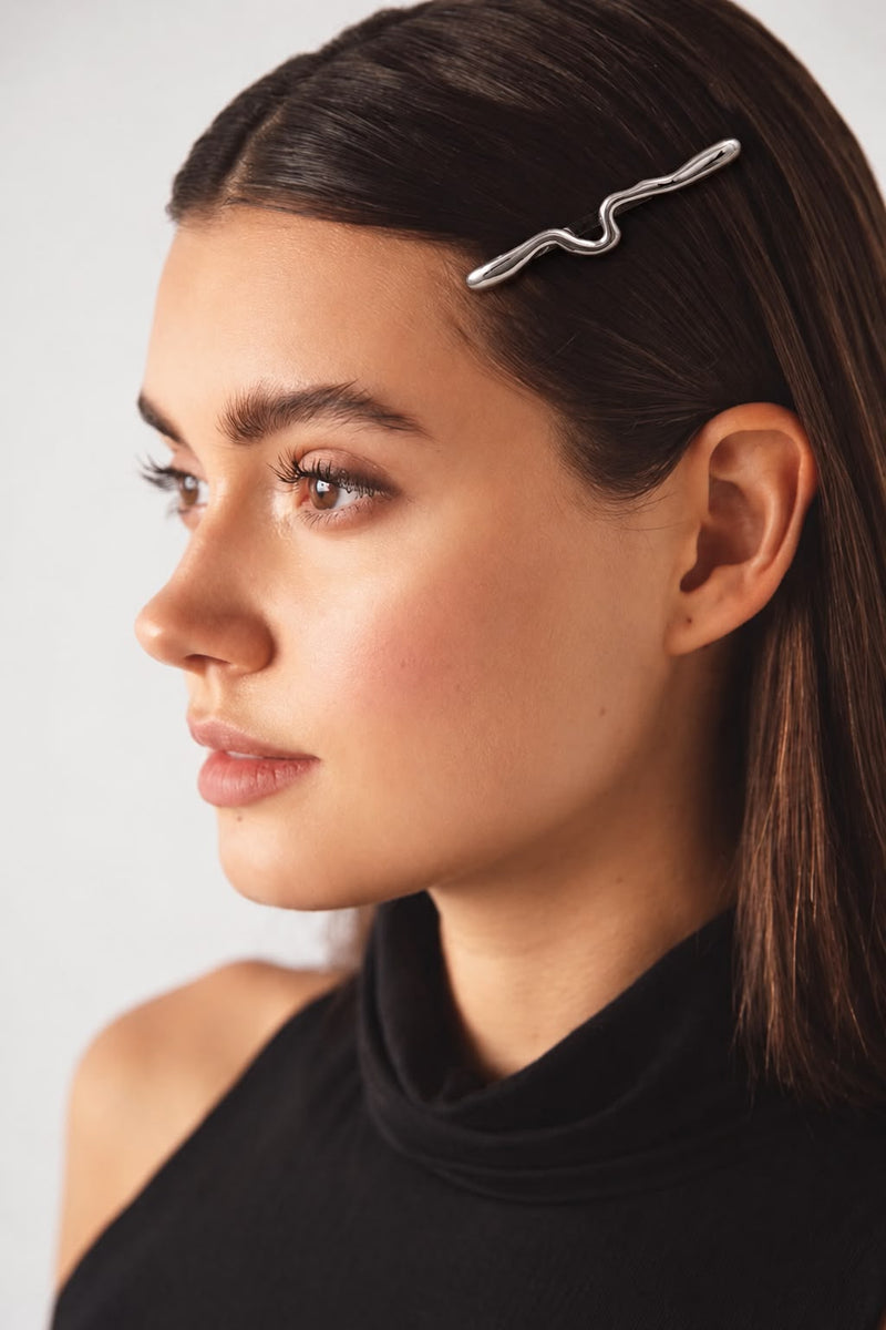 Sculptural Wavy Metallic Barrette