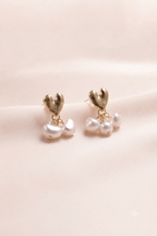 Pearl Cluster Heart Stud Earrings