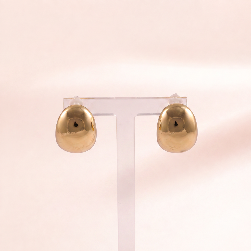 Molten Bean Gold Stud Earrings