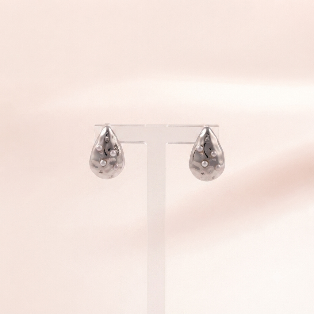Pearl Studded Teardrop Stud Earring