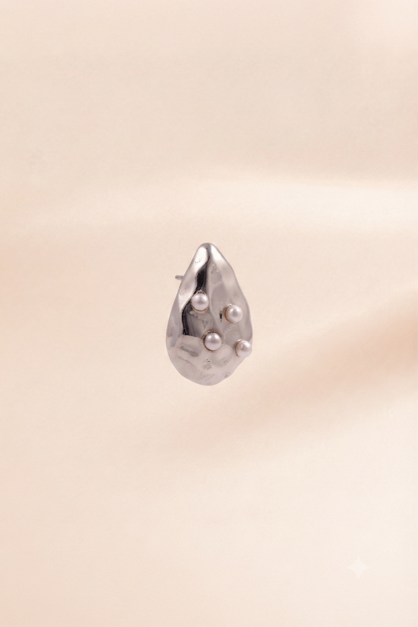 Pearl Studded Teardrop Stud Earring