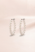 Beaded Pearl Hoop Earrings