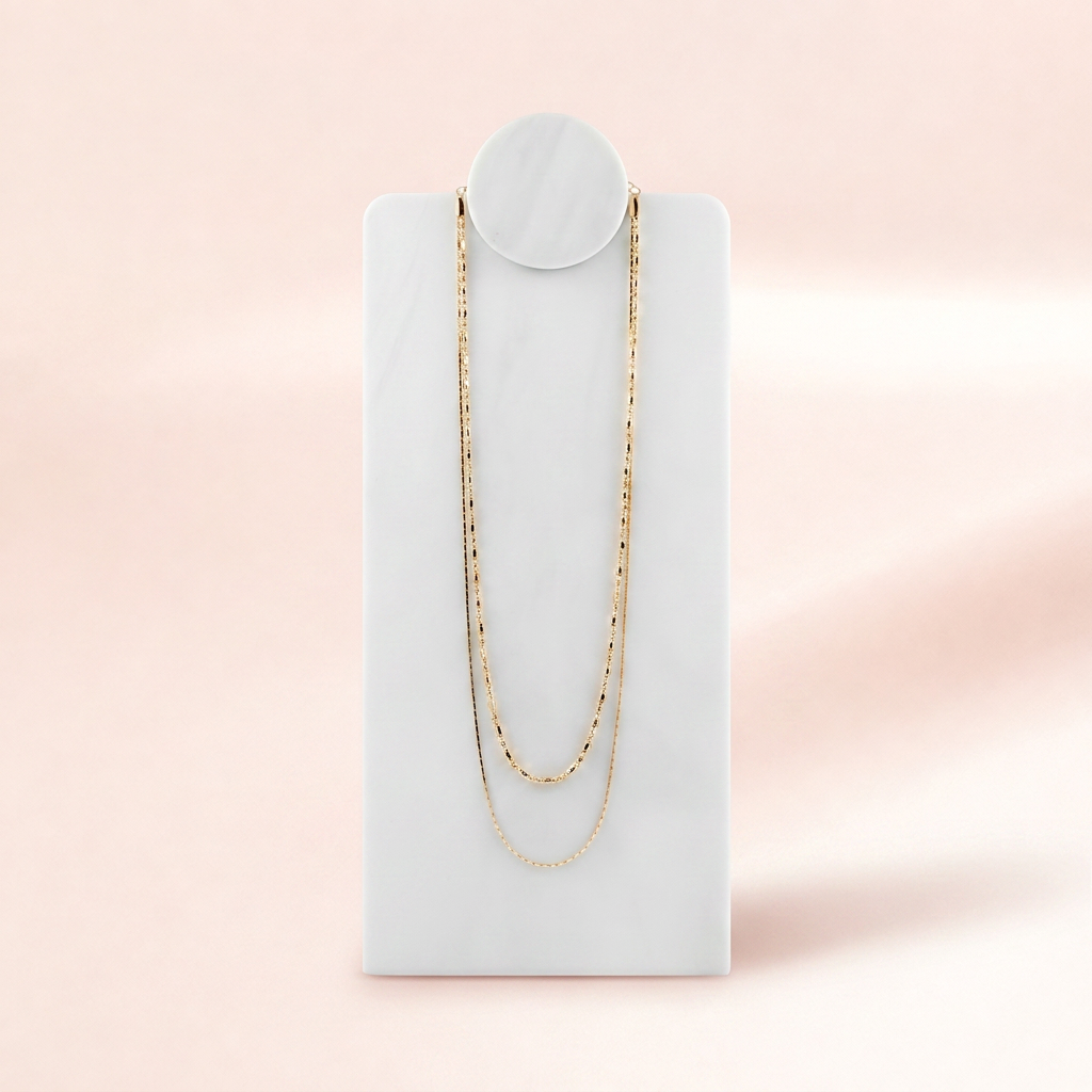 Gold Layered Bar & Ball Chain Necklace | Vybe Global Store - Image 2
