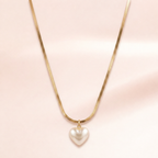 Snake Chain Pearl Heart Necklace | Vybe Global Store - Image 2