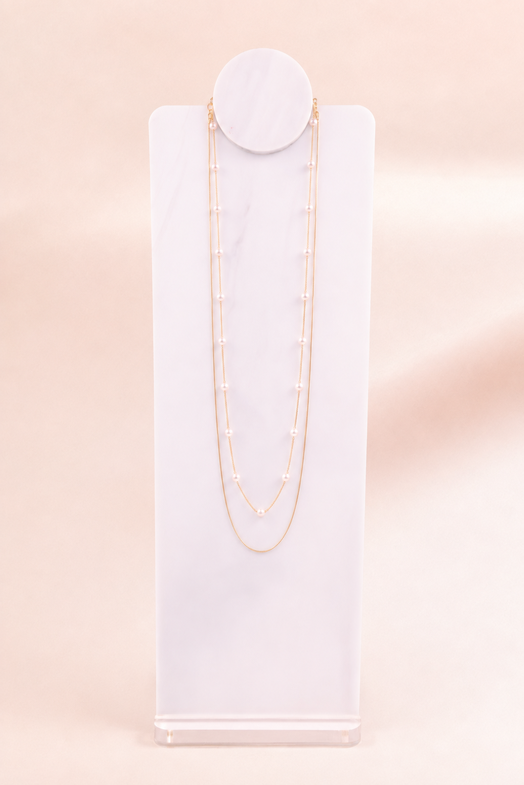 Pearl Station Layered Necklace — Gold