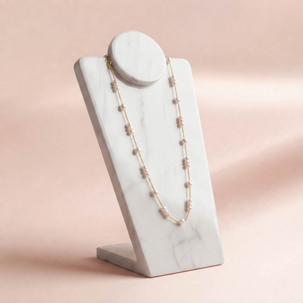 Freshwater Pearl Station Necklace | Vybe Global Store - Image 3