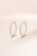 Beaded Pearl Hoop Earrings