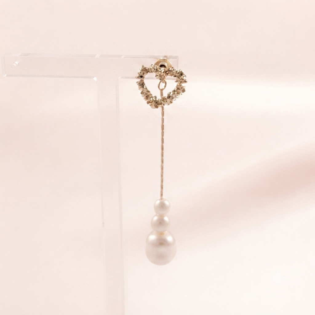 Crystal Heart Pearl Drop Earring