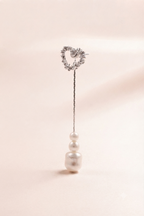 Crystal Heart Pearl Drop Earring