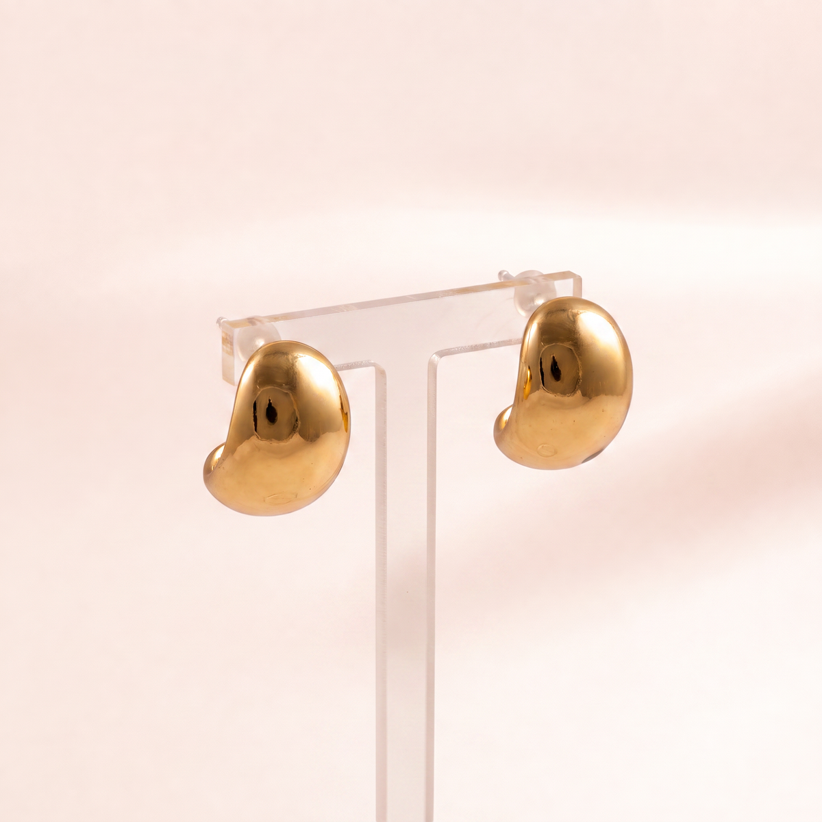 Molten Bean Gold Stud Earrings