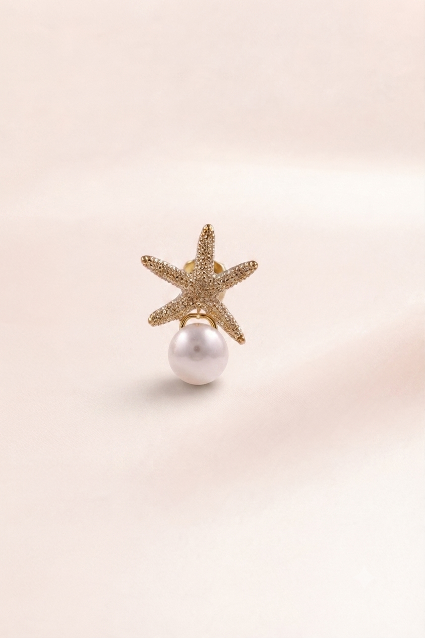 Starfish Pearl Stud Earrings
