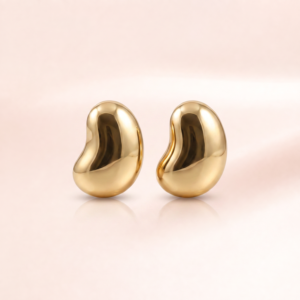 Molten Bean Gold Stud Earrings