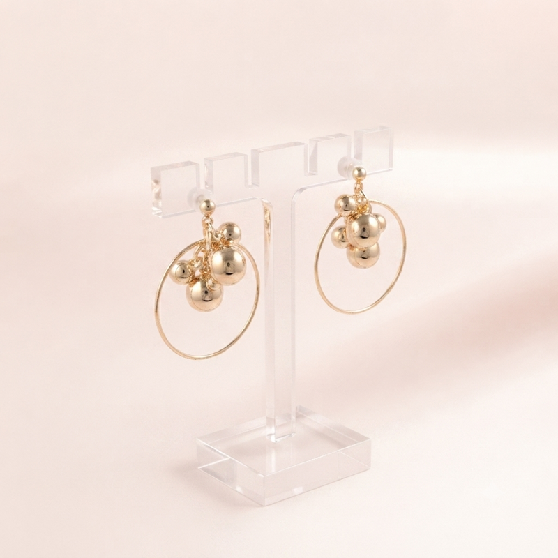 Bubble Cluster Wire Hoop Earrings