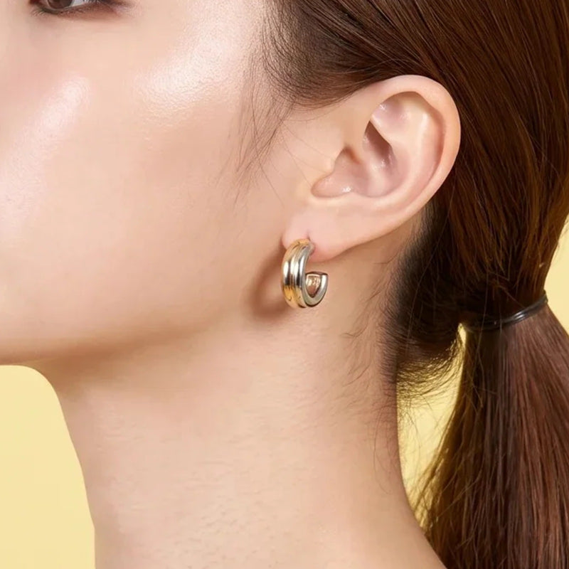 Two-Tone Chunky Hoop Earrings | Vybe Global Store