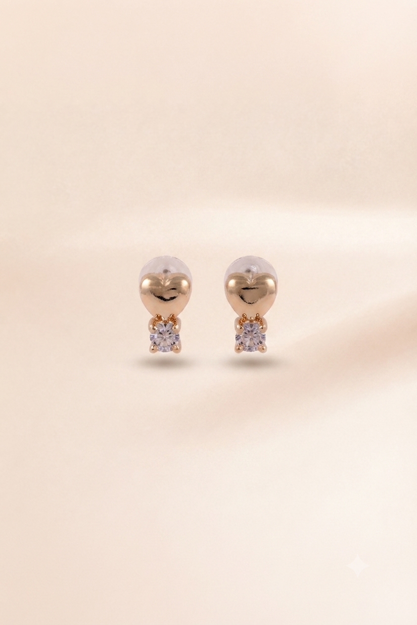 Heart Solitaire Stud Earrings
