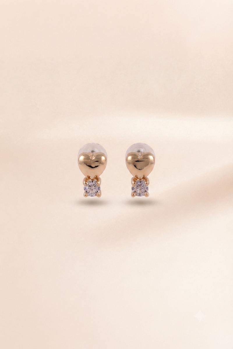 Heart Solitaire Stud Earrings