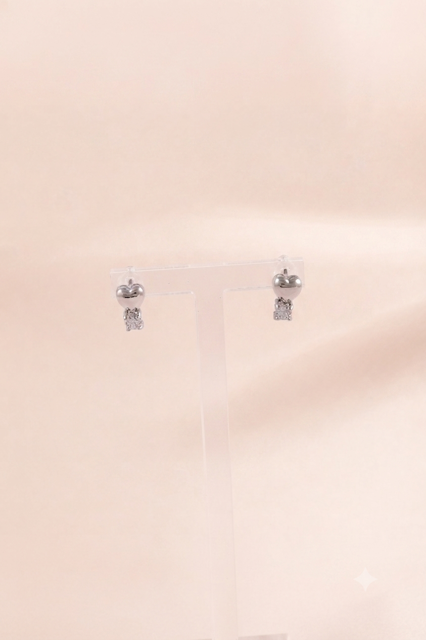 Heart Solitaire Stud Earrings