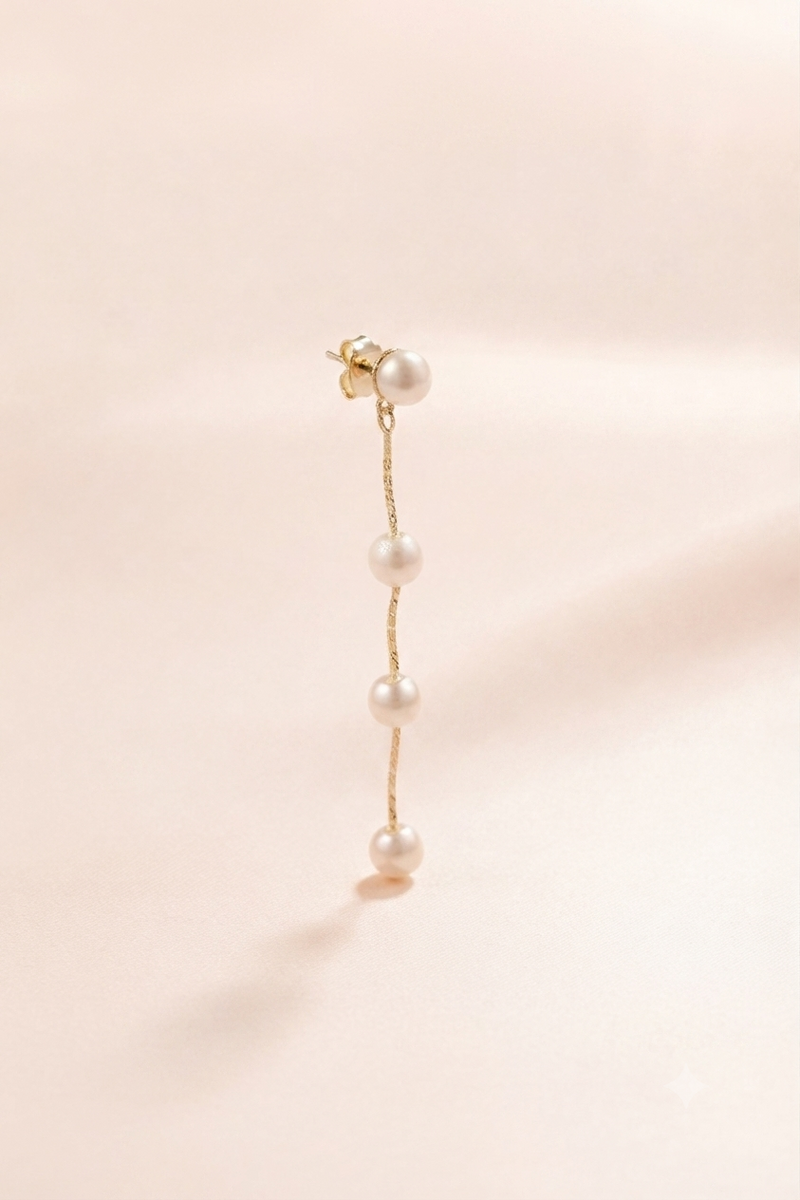 Linear Pearl Bar Drop Earrings
