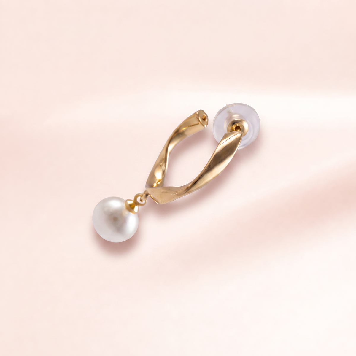 Twisted Ribbon Pearl Drop Earrings