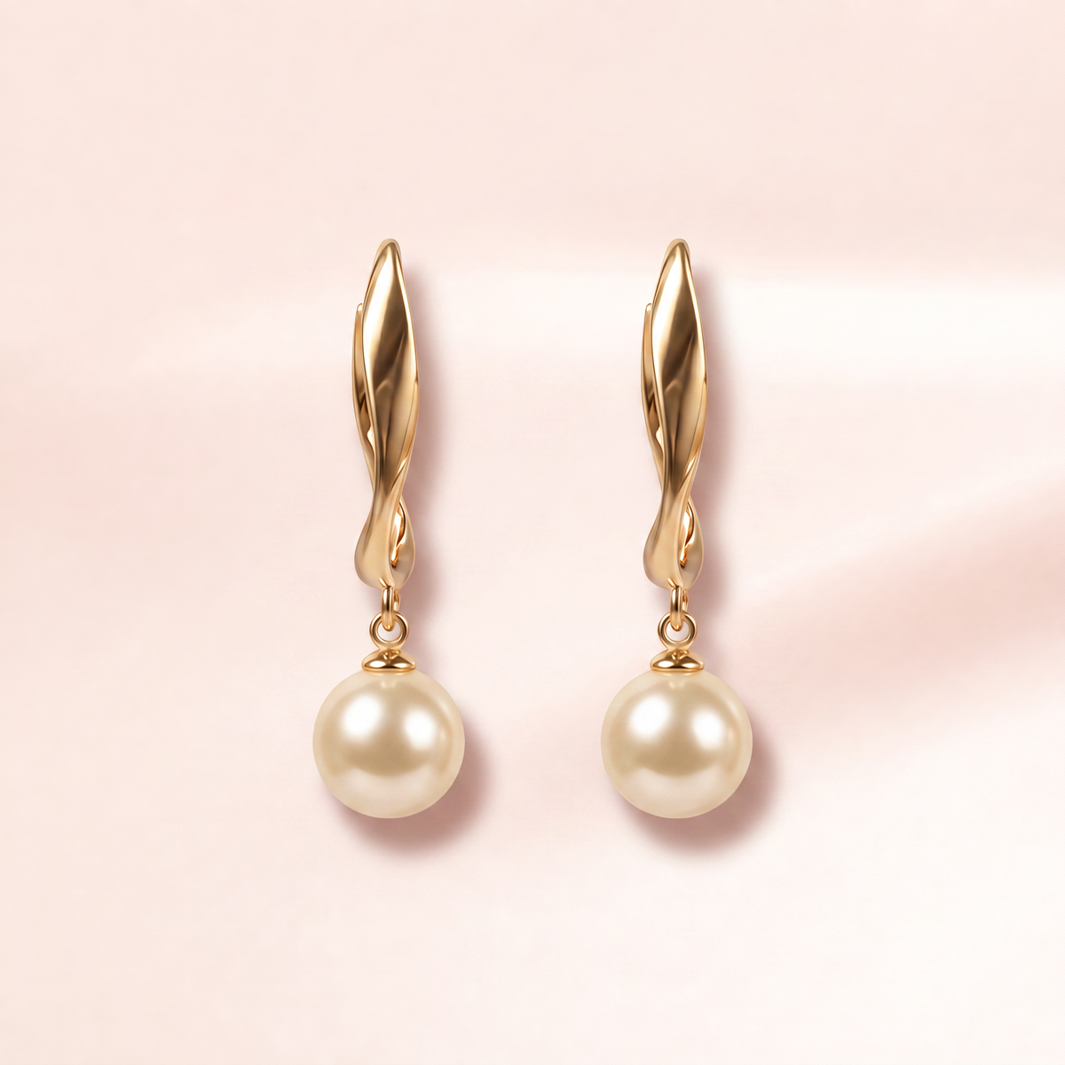 Twisted Ribbon Pearl Drop Earrings