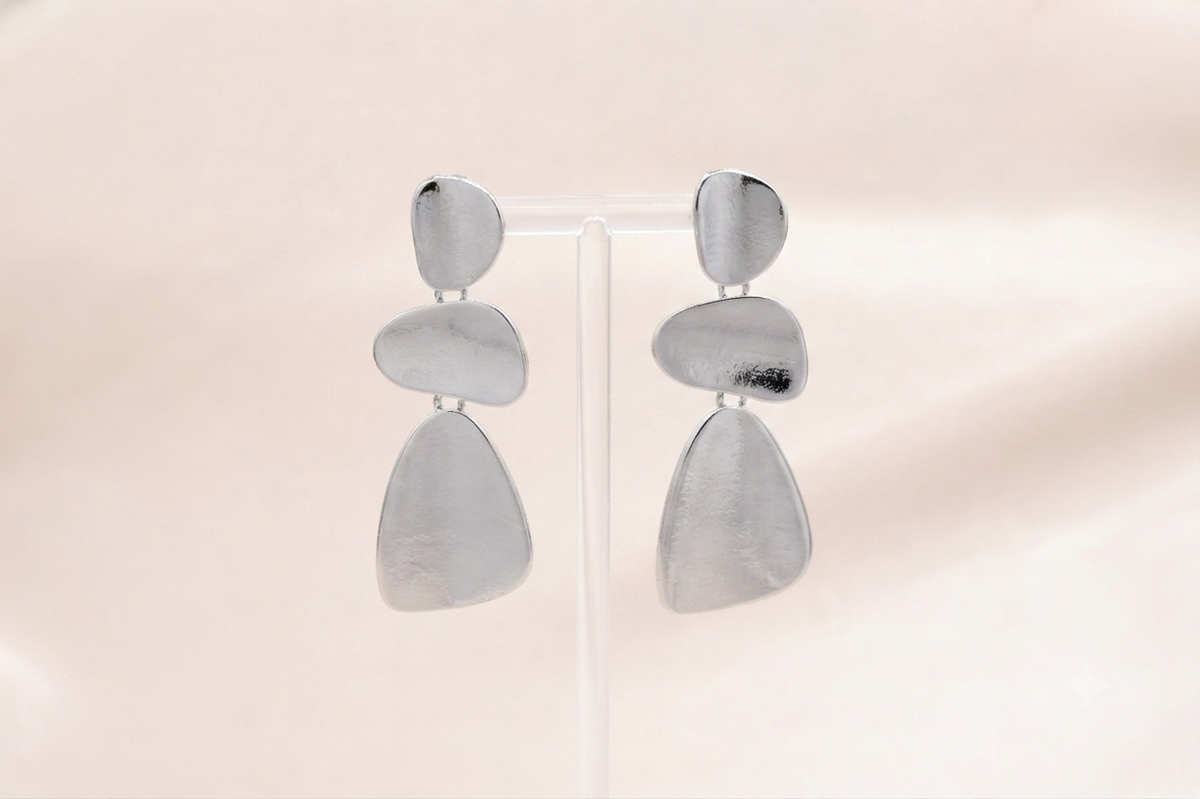 Organic Pebble Tier Drop Earrings