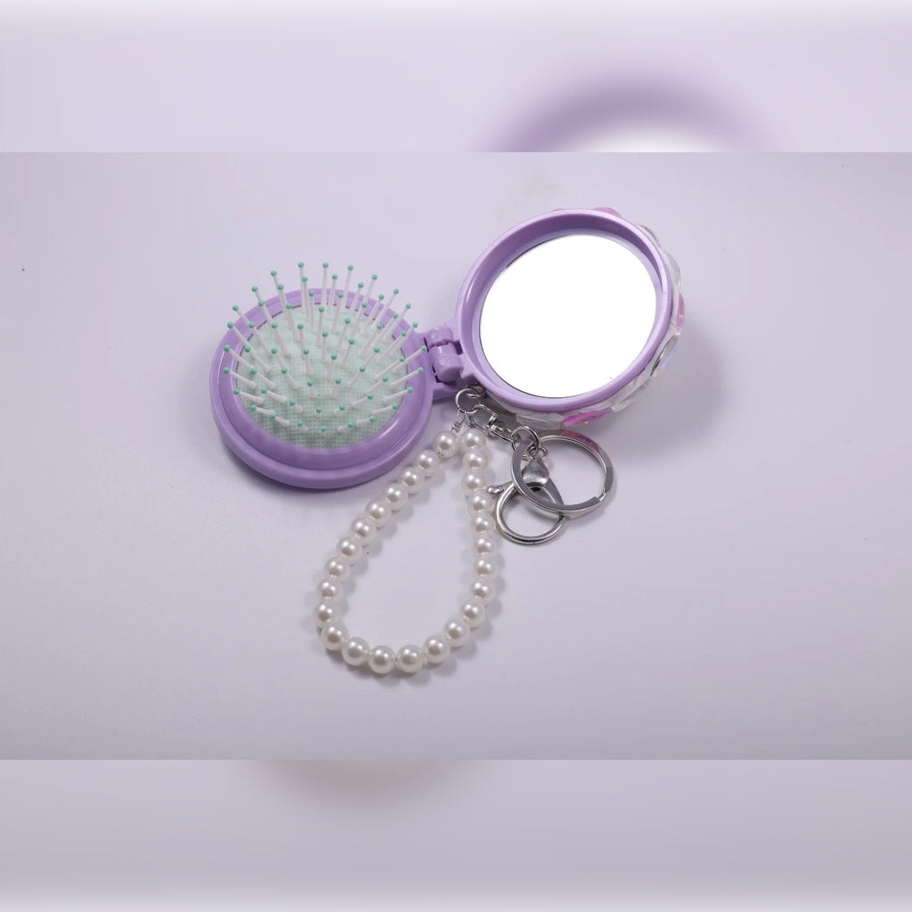 Embellished Floral Compact Mirror & Comb Bag Charm | Vybe Global Store - Image 5