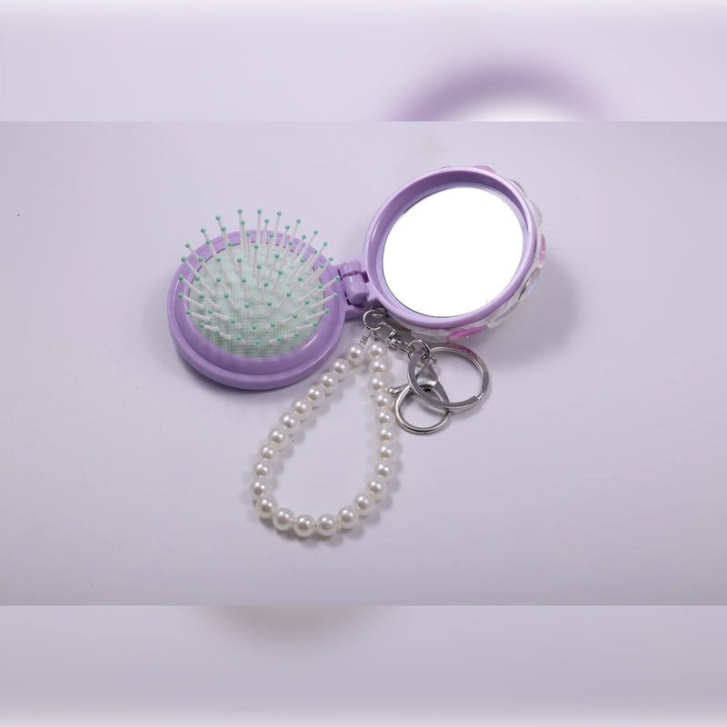 Embellished Floral Compact Mirror & Comb Bag Charm | Vybe Global Store - Image 5