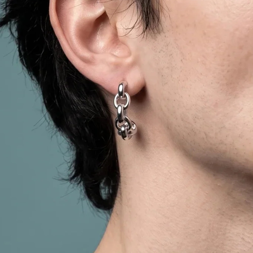 Silver Chunky Chain Hoop Earrings | Vybe Global Store