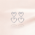 Double Heart Outline Drop Earrings | Vybe Global Store - Image 10