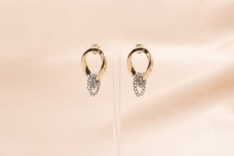 Teardrop Loop Chain Tangle Earrings