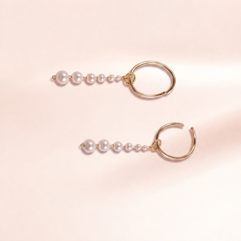 Graduated Pearl Hoop Earrings