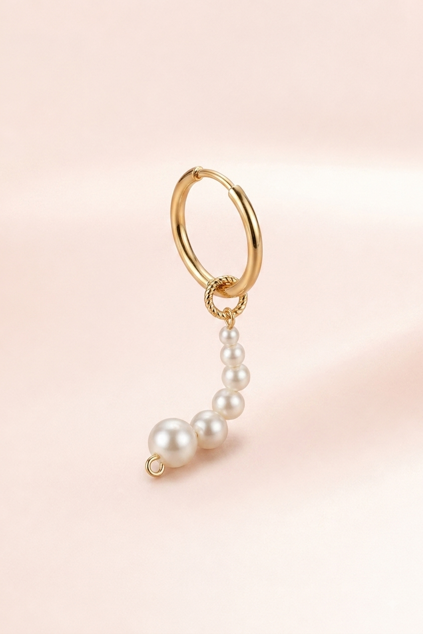 Graduated Pearl Hoop Earrings