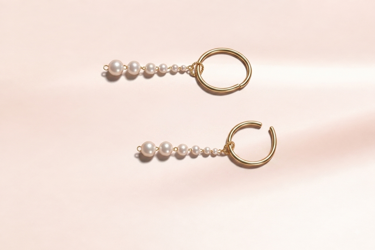 Graduated Pearl Hoop Earrings