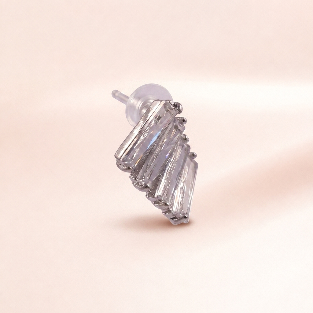 Baguette Crystal Fan Stud Earring