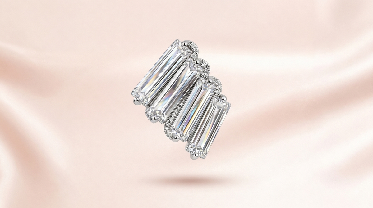 Baguette Crystal Fan Stud Earring