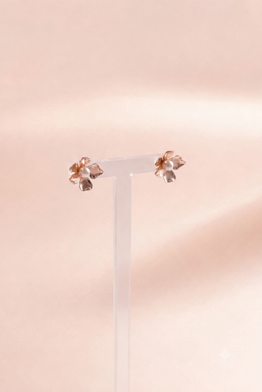 Pearl Blossom Flower Stud Earrings