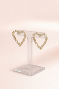 Crystal Heart Outline Stud Earrings
