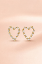 Crystal Heart Outline Stud Earrings