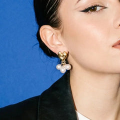 Pearl Cluster Heart Stud Earrings
