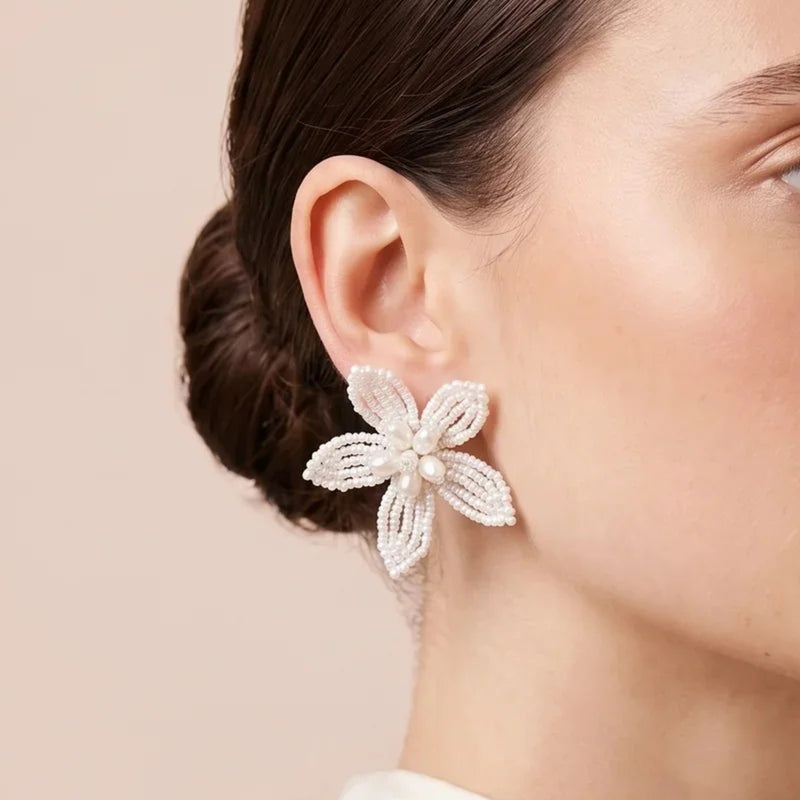 Pearl Bloom Floral Earrings | Vybe Global Store