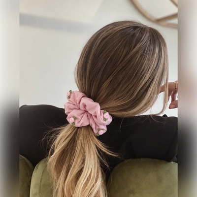 Floral Appliqué Oversized Scrunchie