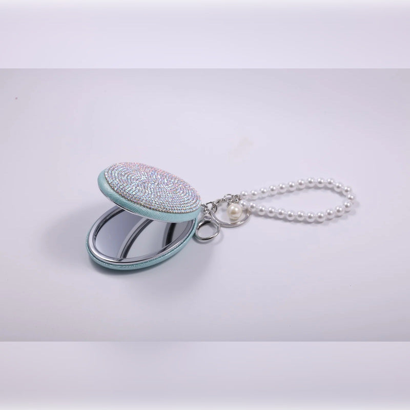 Rhinestone Compact Mirror Bag Charm - Oval | Vybe Global Store - Image 2