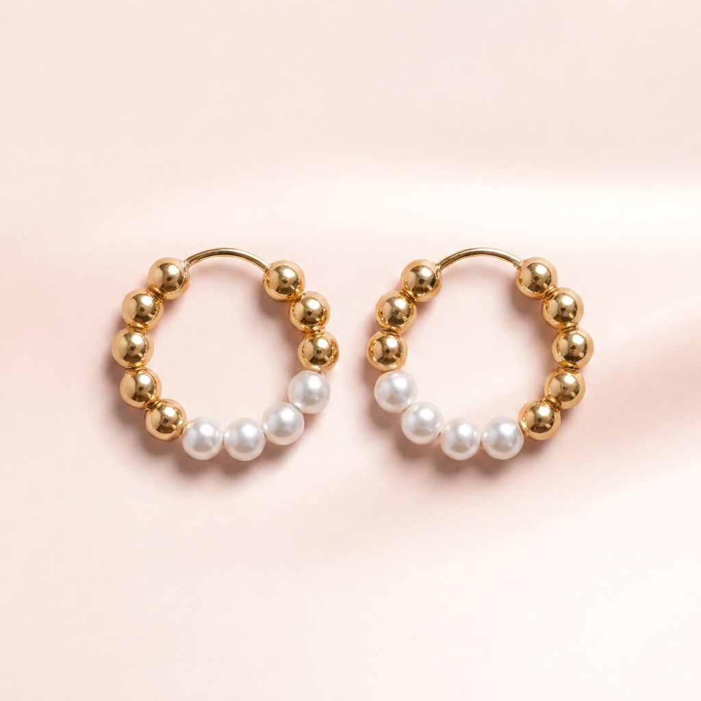 Aurelia Pearl Hoop Earrings