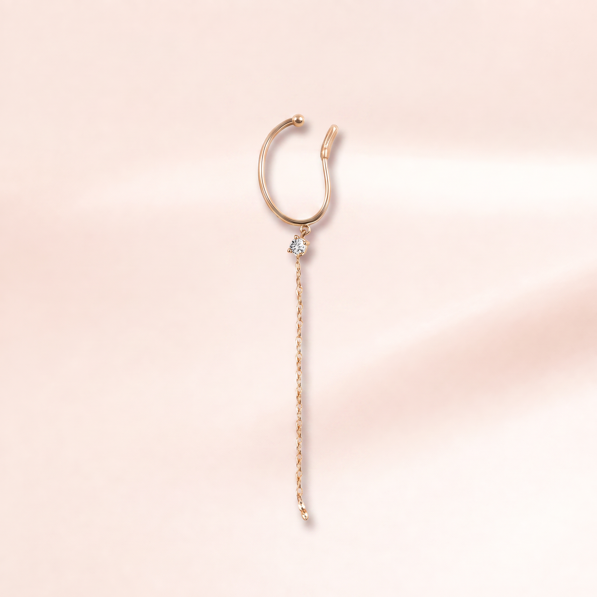 Solitaire Chain Drop Ear Cuff