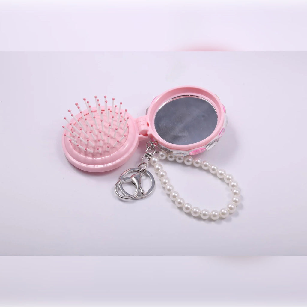 Embellished Floral Compact Mirror & Comb Bag Charm | Vybe Global Store - Image 2