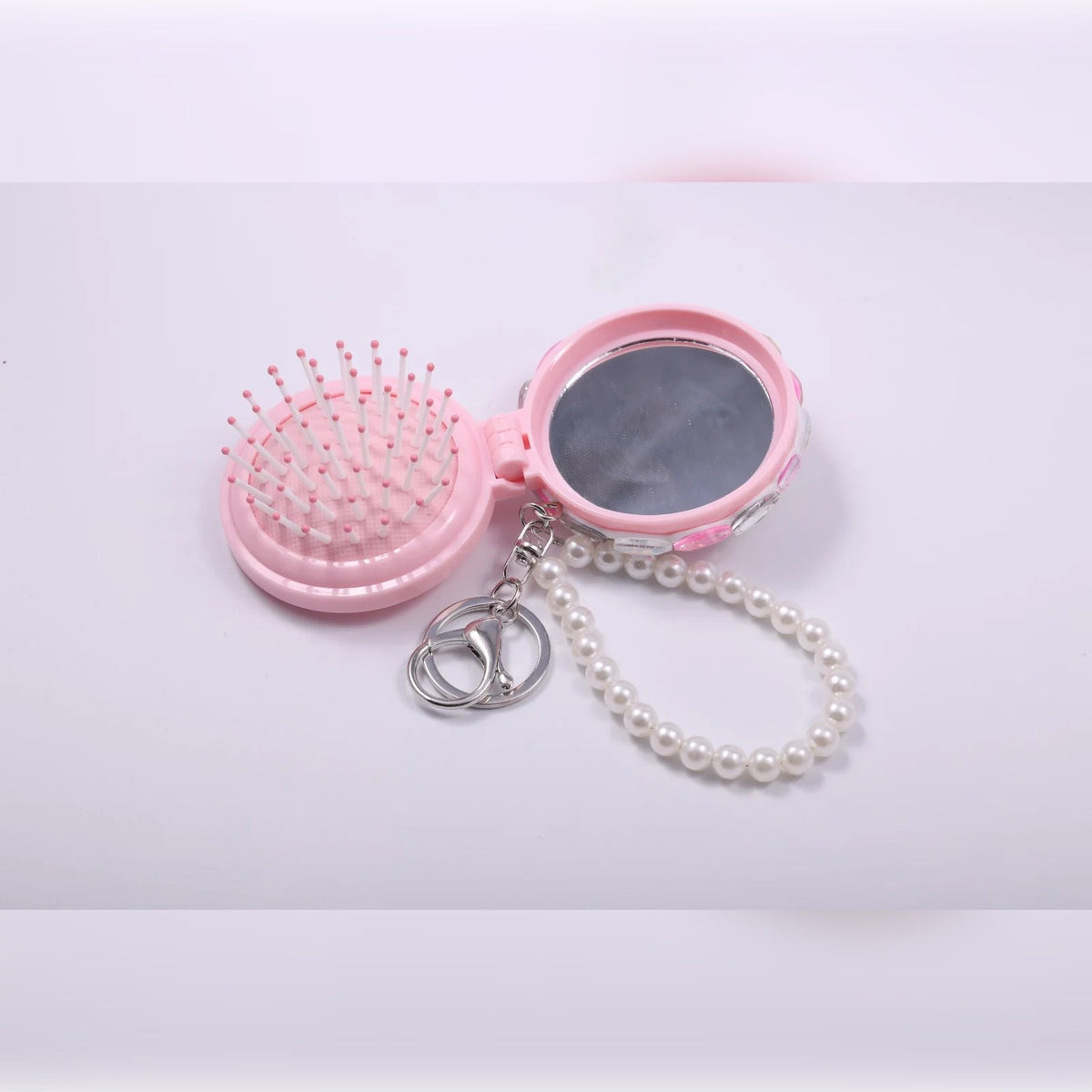 Embellished Floral Compact Mirror & Comb Bag Charm | Vybe Global Store - Image 2