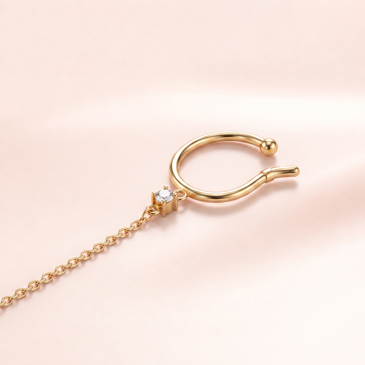 Solitaire Chain Drop Ear Cuff